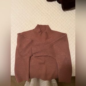 Pink Cropped Turtleneck Sweater
